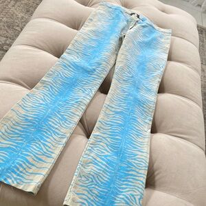 Blue and Cream Zebra Print Pants